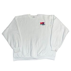 VTG 90s Cedar Point White Crewneck Sweater Roller Coaster Gear Ohio